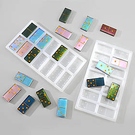 Силіконова форма для доміно RESTEQ 205×112×9 мм — форма для епоксидної смоли, полімерної глини, мила (набір з 2 шт.)