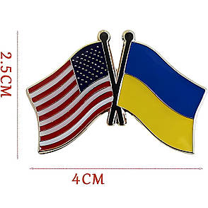 Значок парний прапор Україна Америка 25х40 мм, Пін Україна, Пін США, Україна та Америка RESTEQ, фото 3