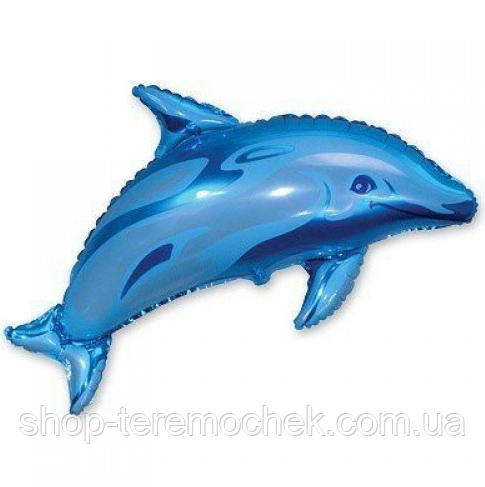 Куля фольгована фігурна Дельфін синій 90х55 см Flexmetal, фото 1