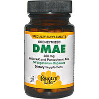ДМАЕ (диметиламіноетанол), Country Life, 350 мг, 50 капсул