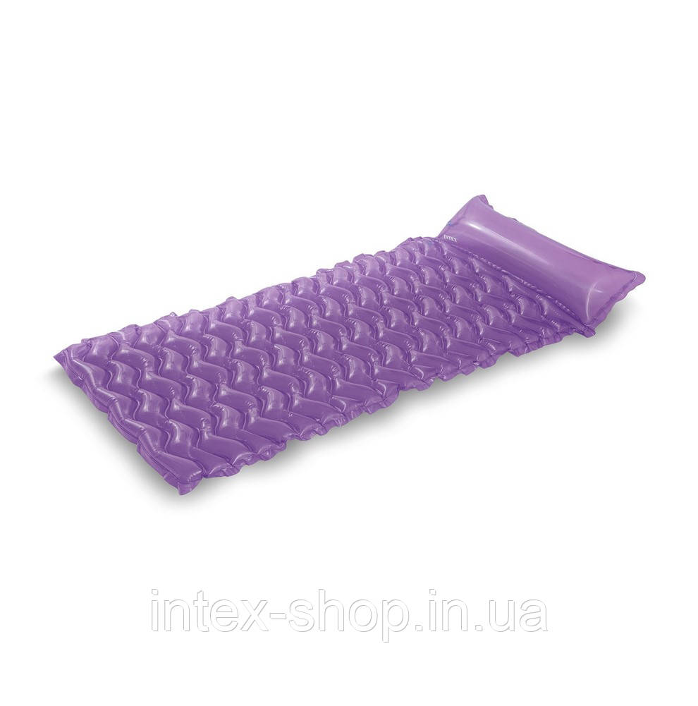 Надувний матрац для плавання Intex 58807 (229х86 см) Фіолетовий з підголівником
