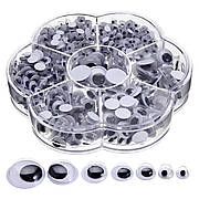 Самоклейкі рухомі очі RESTEQ — набір 700 шт. різних розмірів для творчості, аплікацій та іграшок