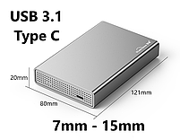 Зовнішня кишеня Blueendless U23QC 15mm USB 3.1 для HDD 2.5" Type C Original, фото 7