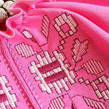 Рожева футболка вишиванка для дівчинки довгий рукав трикотаж інтерлок 92 98 104 110 116 122 128 134, фото 4