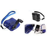 Портативна механічна динамо-зарядка для телефону та ліхтарика Power bank синій, фото 6