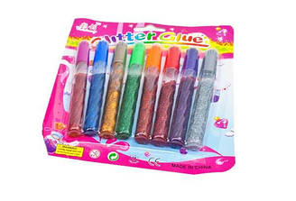 Клей з блискітками на картоні (8 кольорів/10 гр.)