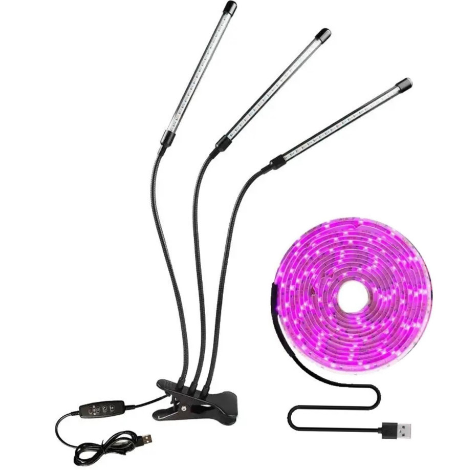 Набір 2 в 1 фітолампа Plant Grow Light 8075, фітострічка 2 м 9439, фото 1