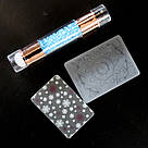 Штамп для стемпінгу Global Fashion двосторонній із пластиною та скрапером, Блакитний, фото 2