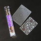 Штамп для стемпінгу Global Fashion двосторонній з пластиною та скрапером, Фіолетовий, фото 2