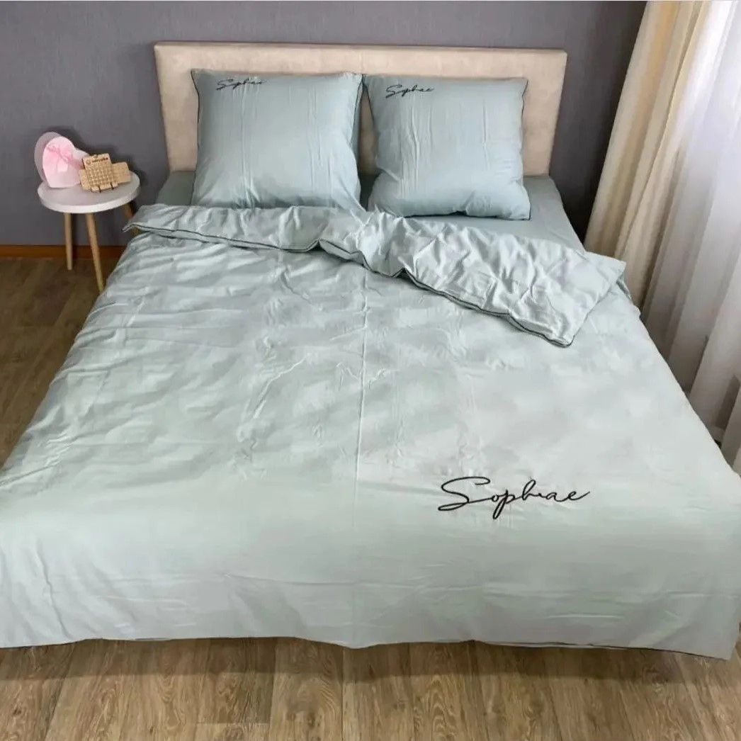 Готовий двоспальний комплект сатинової постільної білизни високої якості Розмір 2.0, фото 1