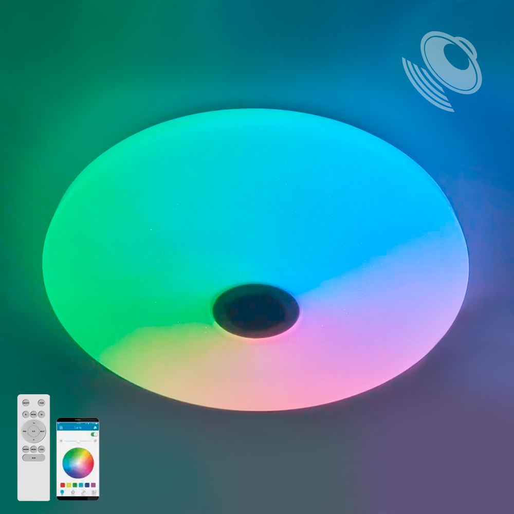 Музична світлодіодна LED люстра A-PLAY RGB 60W R APP Luminaria 6000Lm керована з динаміком і додатком для смартфону Ø390х70мм