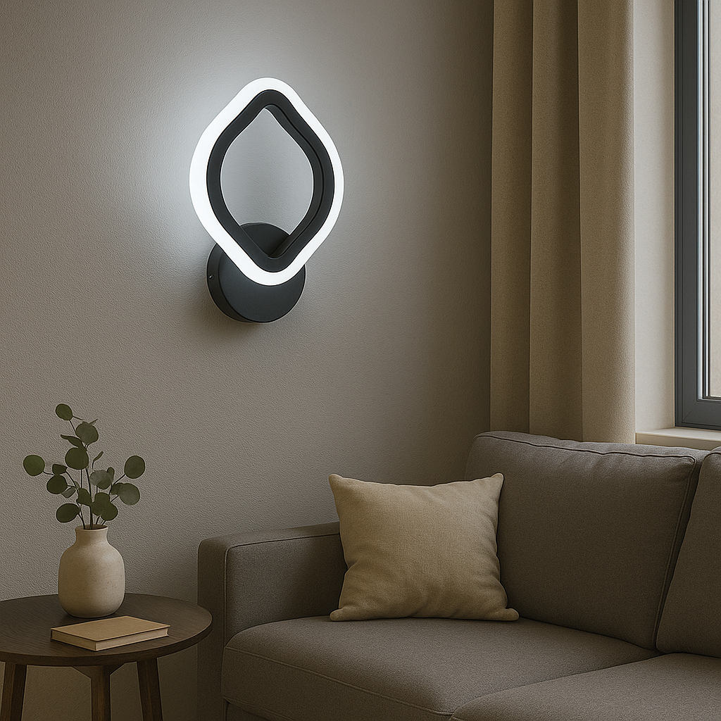 Настінний Led світильник бра форма пелюстка чорна AZALIA 10W R BLACK/WHITE, фото 1