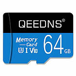 Карта пам’яті MicroSD 64GB qeedns | Клас 10, A1, V10, TF карта з адаптером для смартфонів, камер, відеореєстраторів, фото 3