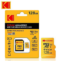 Карта пам’яті MicroSD Kodak 128GB U3 V30 A1 Class 10 | До 100MB/s, microSDXC + адаптер