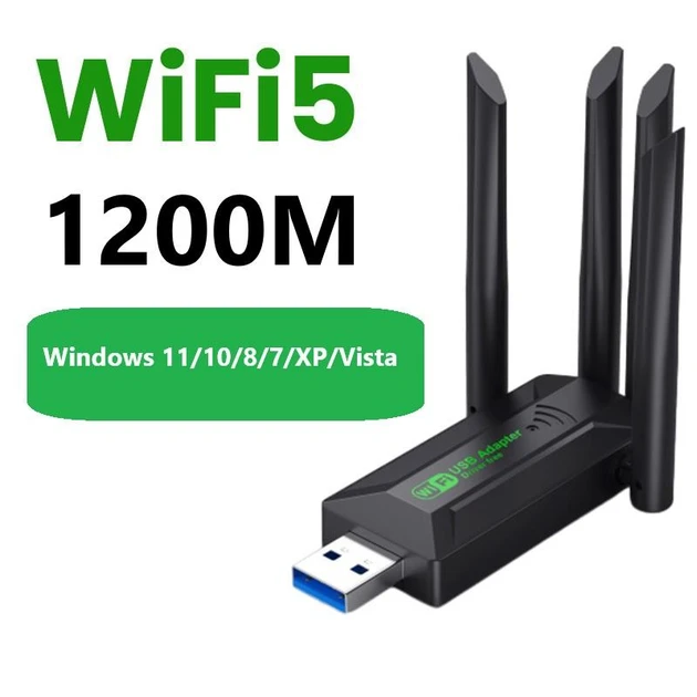 Двохдіапазонний адаптер USB Wi-Fi 5 2,4 ГГц, 5 ГГц, 1200 Мбіт/с, 4 антени USB 3.0