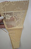 Жіночі бежеві трусики без бокових лямок, стрінги невидимки на клейкому силіконі, мереживні трусики без лямок, фото 5