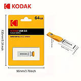 Металева флешка Kodak K122 128GB USB 2.0 з брелоком | Флеш-накопичувач для зберігання даних, сріблястий корпус, фото 3