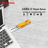 Металева флешка Kodak K122 128GB USB 2.0 з брелоком | Флеш-накопичувач для зберігання даних, сріблястий корпус, фото 6