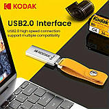 Металева флешка Kodak K122 128GB USB 2.0 з брелоком | Флеш-накопичувач для зберігання даних, сріблястий корпус, фото 7