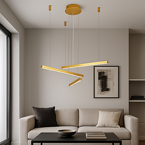 Підвісна Led люстра золотому корпусі (918LP457-3 GD 600MM)