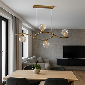 Підвісна Led люстра в золотому корпусі (918LP457-3 GD 600MM)
