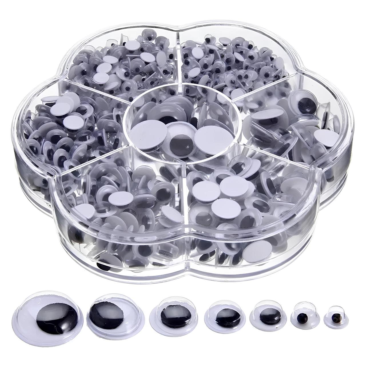 Самоклейкі рухомі очі RESTEQ — набір 700 шт. різних розмірів для творчості, аплікацій та іграшок