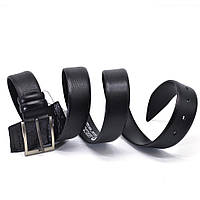 Ремінь зі шкіри оленя 35 мм чорний, класична пряжка st228673 нікель квадрат