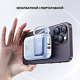 Павербанк бездротовий магнітний 10000мАг, Powerbank з кабелями Type-C/Lightning/USB, 22.5W White, фото 4