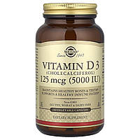 Вітамін D3 (холекальциферол), Vitamin D3, Solgar, 125 мкг (5000 МО), 240 вегетаріанських капсул