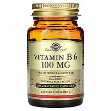Вітамін В6, Vitamin B6, Solgar, 100 мг, 100 вегетаріанських капсул