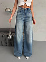 Джинси жіночі широкі з камінням 34 36 38 40 42