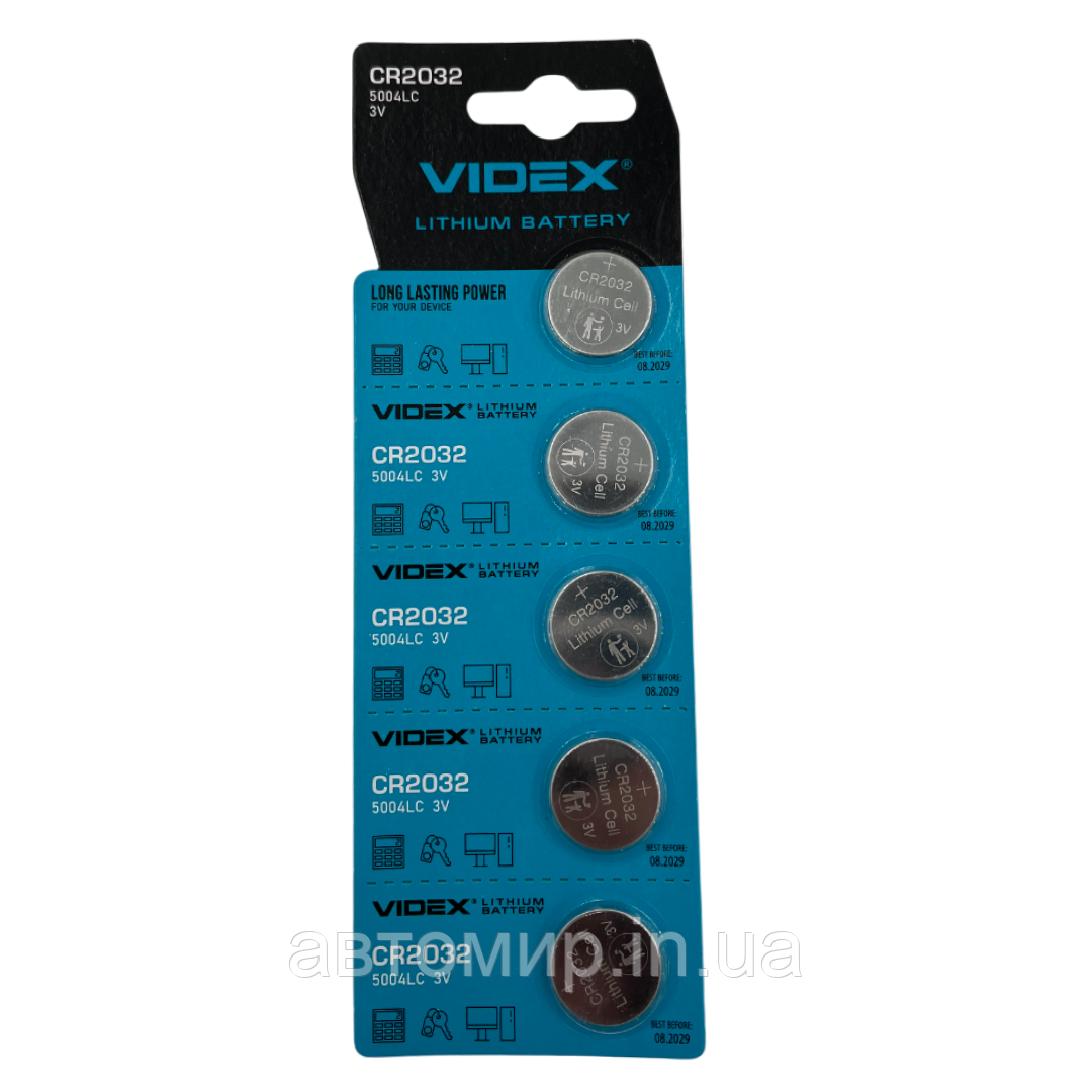 Літієва батарейка VIDEX CR2032 3V | Кнопкова батарейка для пультів, годинників, ваг, електроніки | 1 шт, фото 1