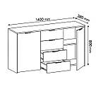 Комод для одягу розпашний з 4 висувними шухлядами та полицями всередині з Ламінованого ДСП Комоди у вітальню, фото 7