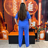 Жіночий синій костюм брючний льон Україна, фото 2
