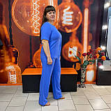 Жіночий синій костюм брючний льон Україна, фото 5