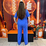 Жіночий синій костюм брючний льон Україна, фото 7