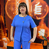 Жіночий синій костюм брючний льон Україна, фото 6