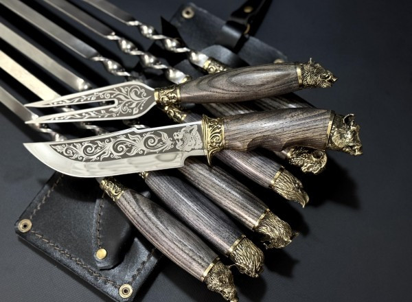 Шашличний набір Nb Art "Звірі" в сагайдаку 8 предметів, фото 1