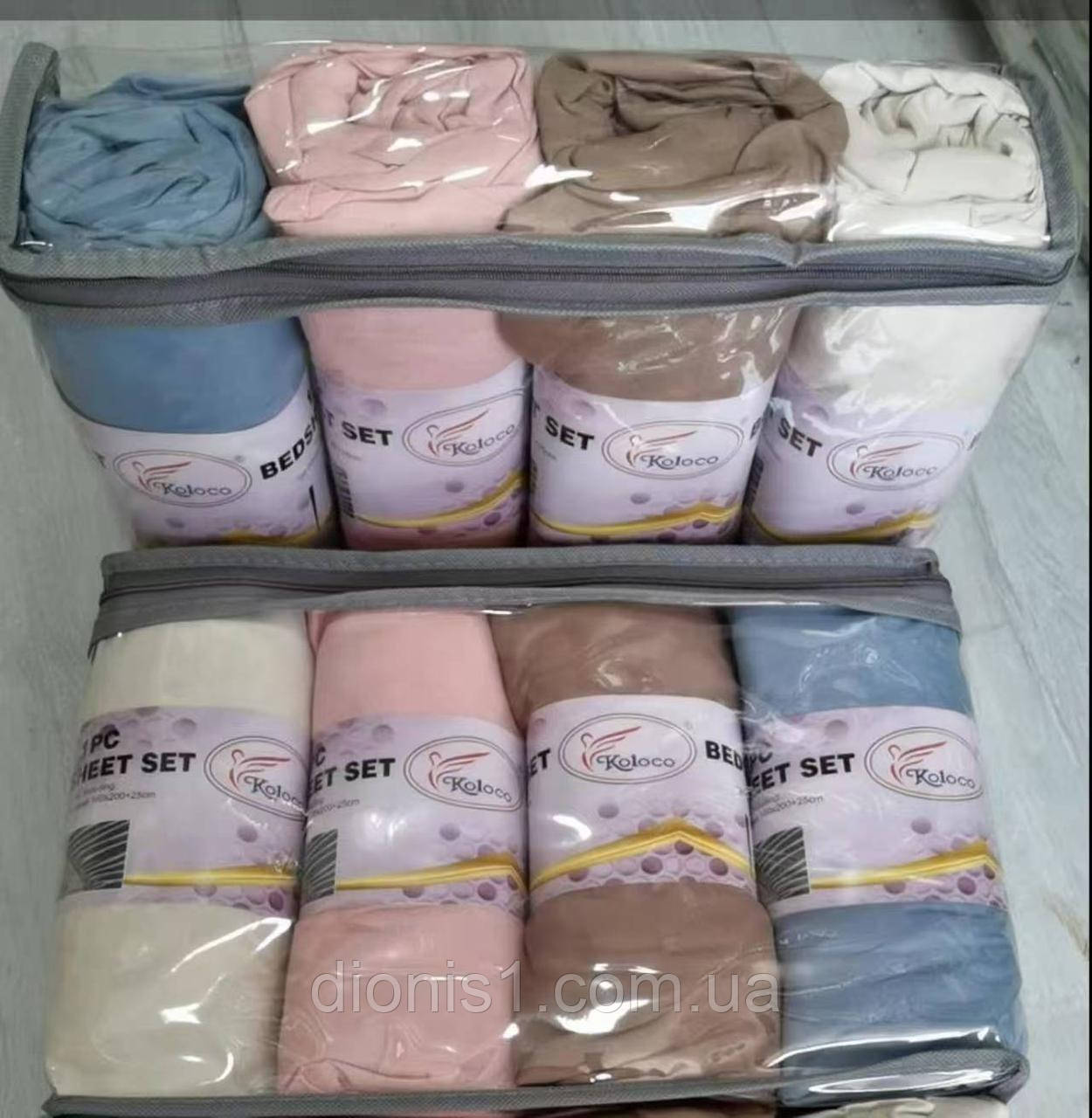 Простирадло на гумці бавовна 180*220 +25см, 4 шт в упаковці, фото 1