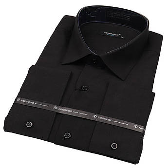 Класична чорна чоловіча сорочка Negredo Black BATAL Slim