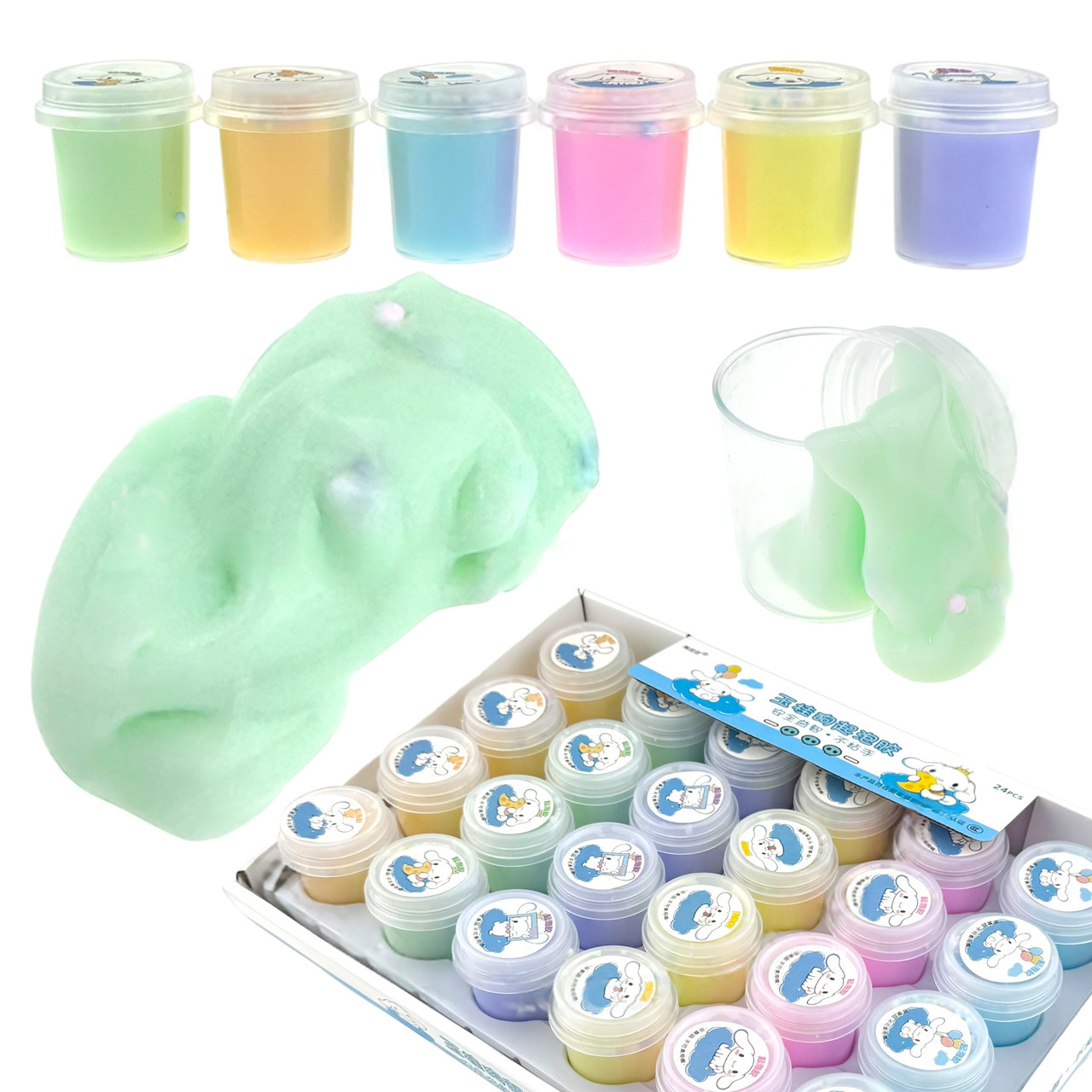 М'ялка для рук слайм із пінопластовими кульками набір 24 шт., фото 1