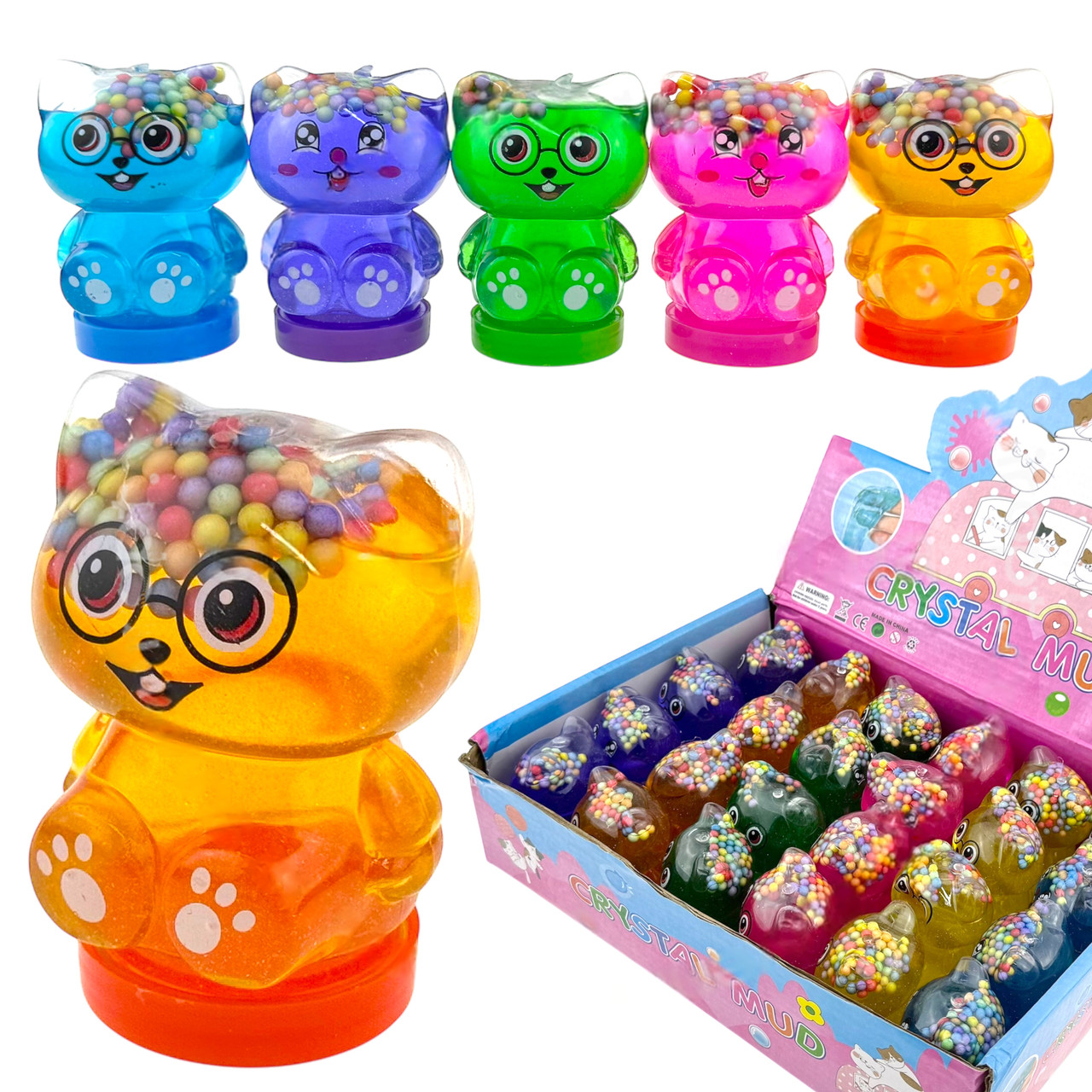 Дитячий слайм-антистрес для рук Котики набір 24 шт., фото 1