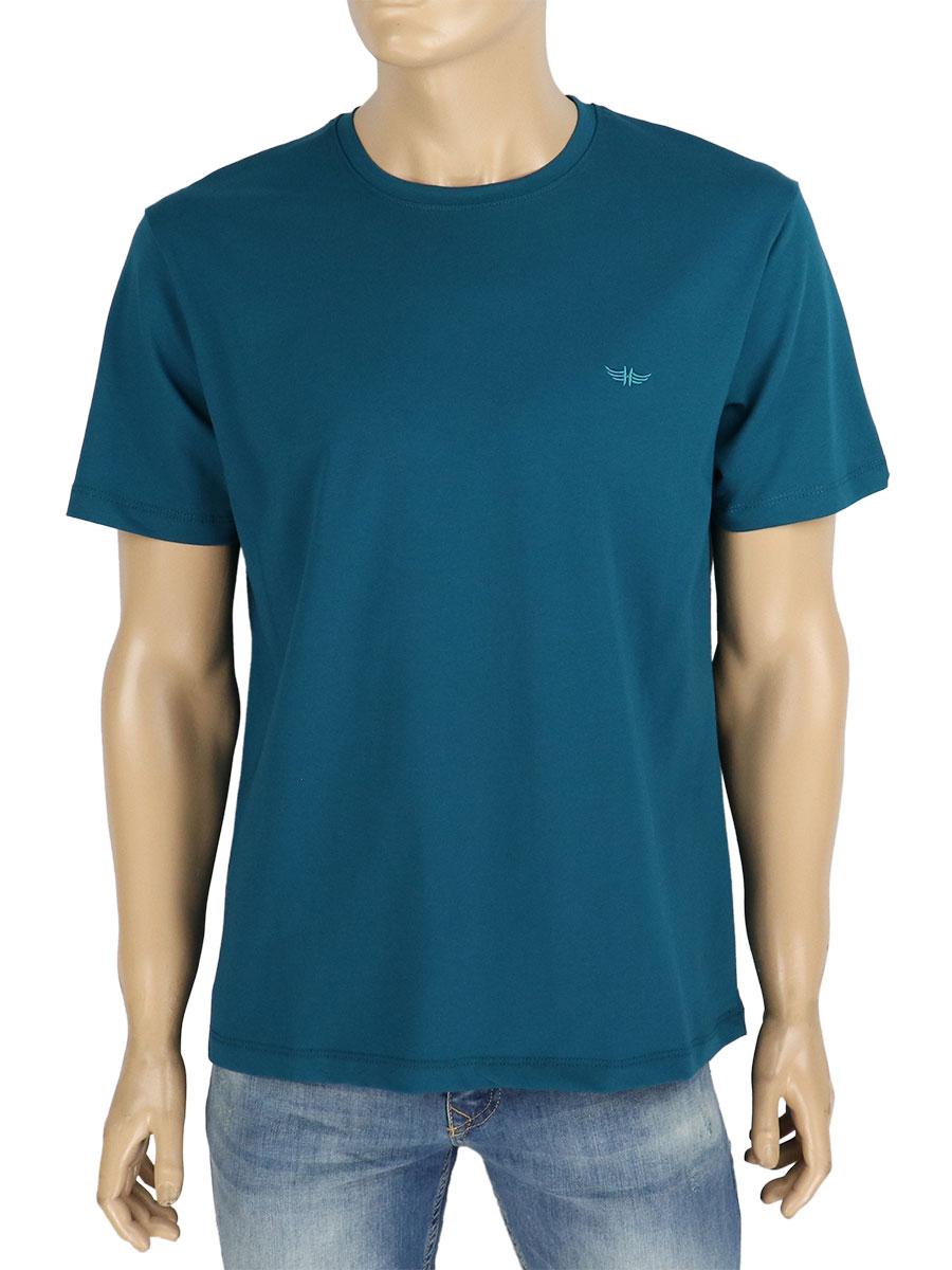 Чоловіча однотонна футболка Turhan 57 Petrol, фото 1
