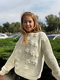 Дитячий трикотажний светр з квітами для дівчинки р. 128-152, фото 3