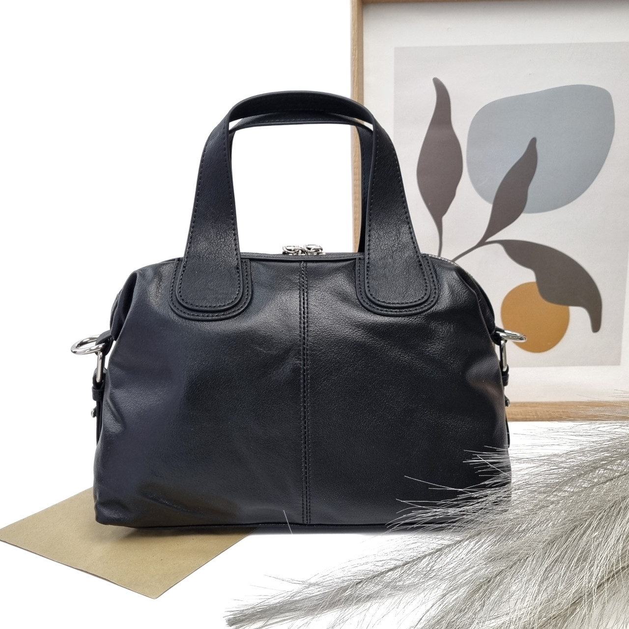 Чорна сумка з ручками натуральна шкіра Арт.2603 black VIVAVERBA Україна — (54)
