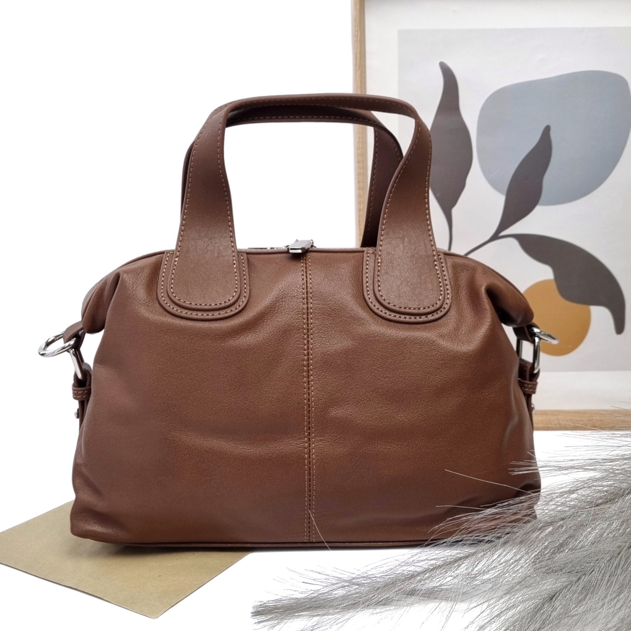 Сумка жіноча з двома ручками натуральна шкіра коричневий Арт.2603 brown VIVAVERBA Україна — (59)