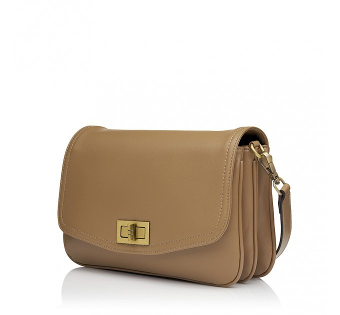 Шкіряна сумка крос-боді бежевий Арт.9803 beige VIVAVERBA Україна — (54)
