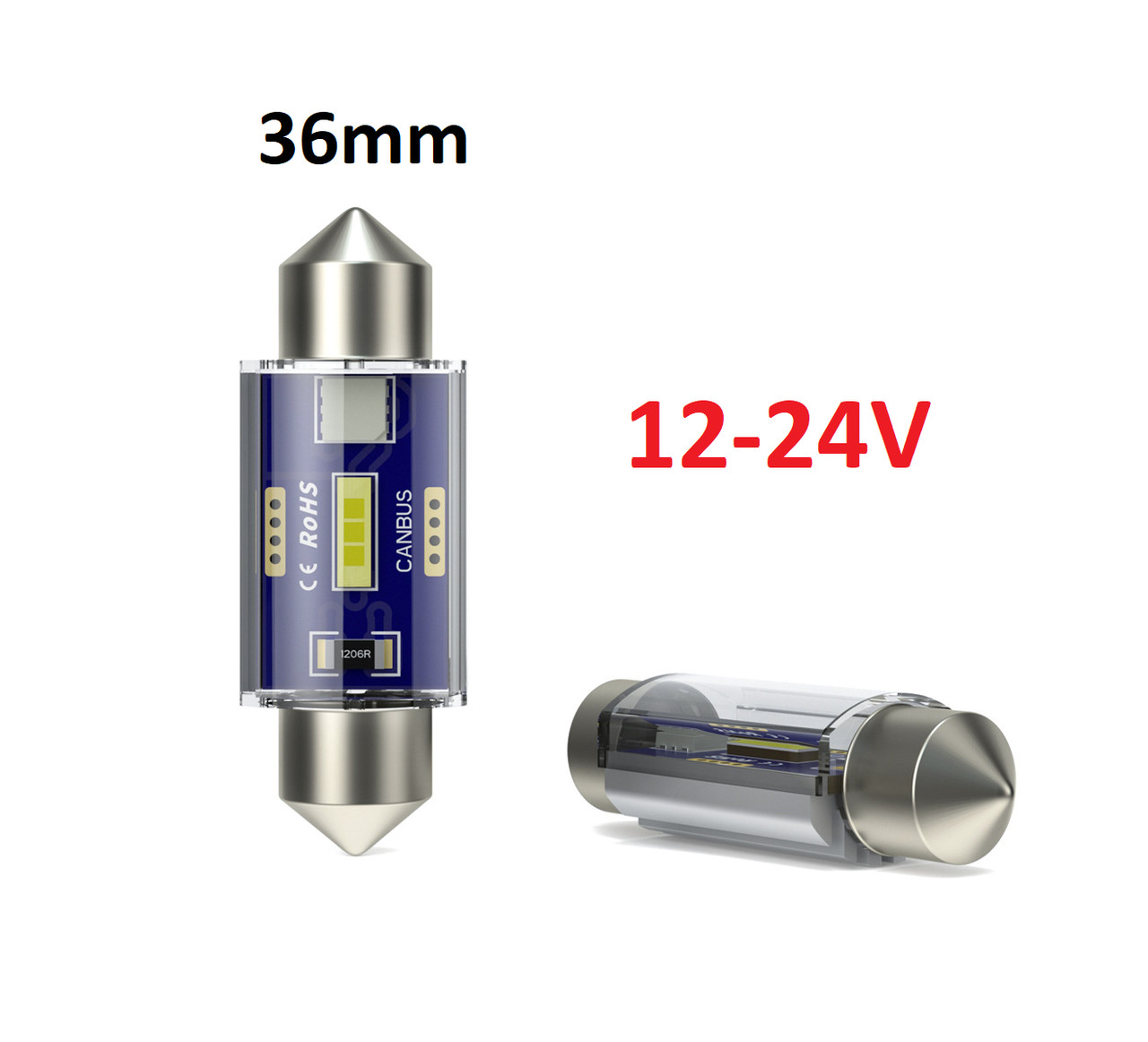 LED C5W C10W 12-24V CANBUS! 36 мм LED лампочка з обманкою герметична  CSP-1860, фото 1