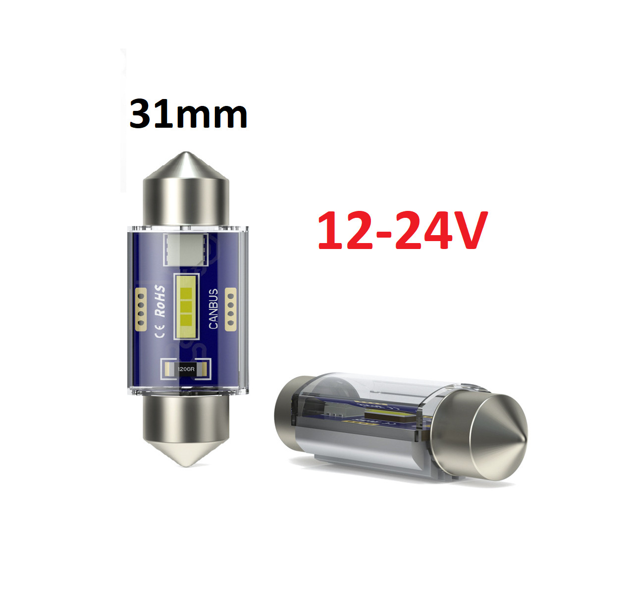 LED C5W C10W 12-24V CANBUS! 31 мм LED лампочка з обманкою герметична  CSP-1860