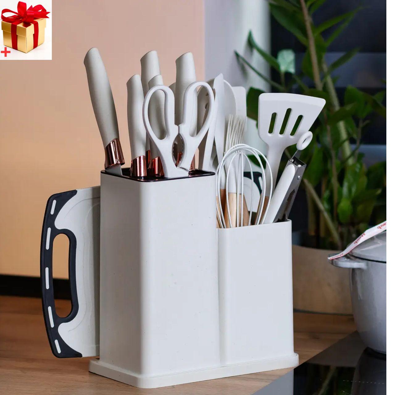 Набір кухонного приладдя 19 Предметів із підставкою TS Kitchen ZP0102 19 Предметів Чорний